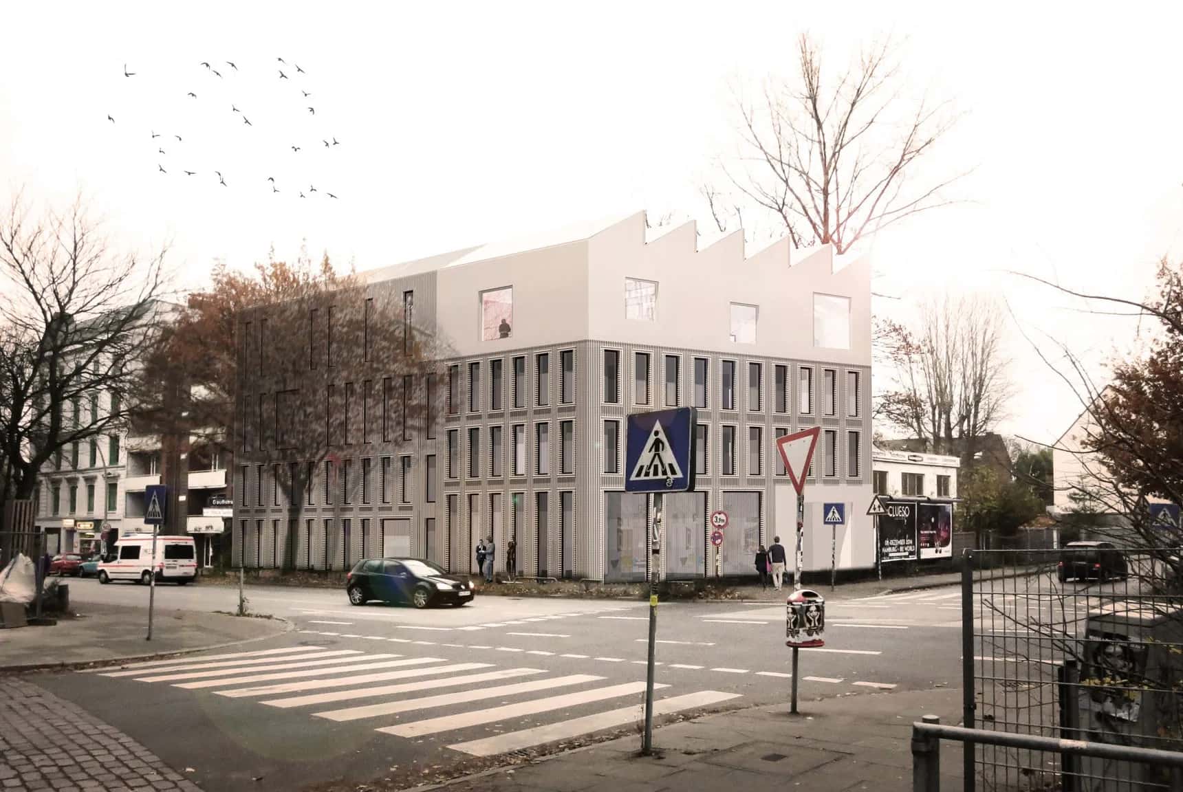 Ein Bürohaus mit Fotostudios — Werkstatt und Bühne.